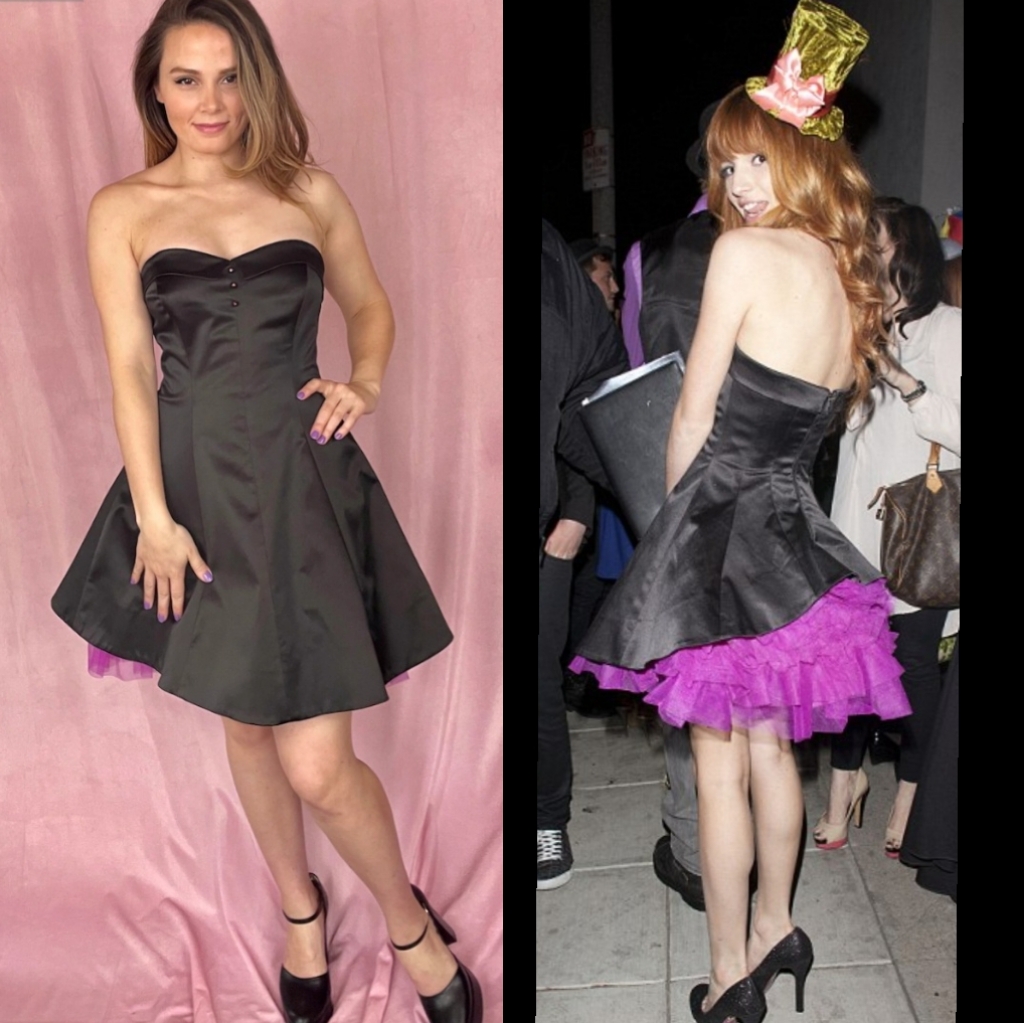 $398 Size 2 Women Betsey Johnson Black Satin Short Pink Tulle Dress